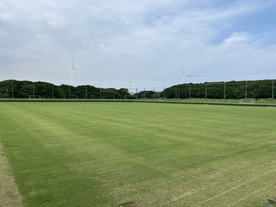 写真：整備された天然芝生のサッカーグラウンド