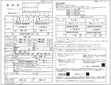 イメージ図：離婚届の記入例