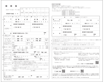 イメージ図：離婚届の記入例