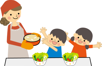 イラスト：楽しく料理をする親子