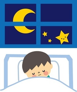 イラスト：星々に見守られながら眠る子ども
