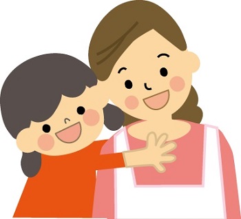 イラスト：女の子とおかあさんが寄り添っている様子