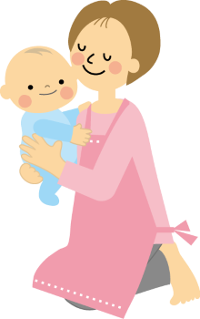 イラスト：赤ちゃんを抱っこしているママ