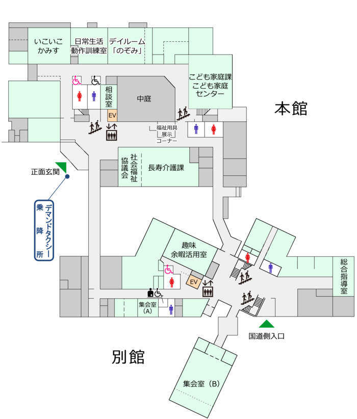 フロア図：保健・福祉会館1階のレイアウト