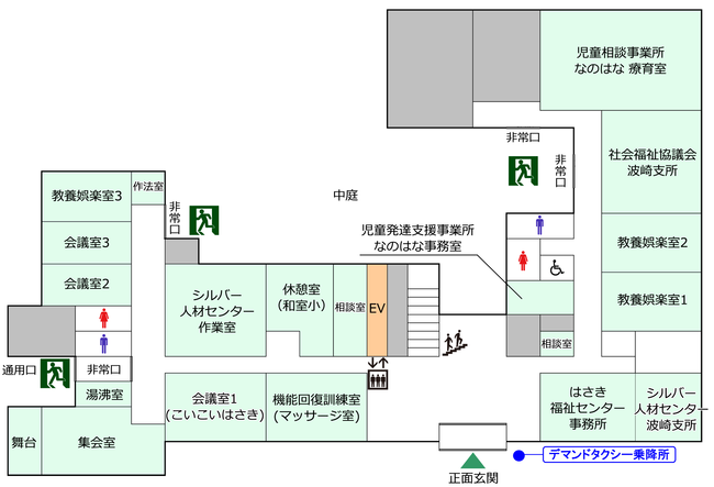 フロア図：はさき福祉センター1階のレイアウト