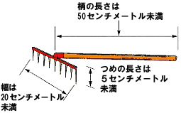 図：潮干狩りに使える道具のサイズ