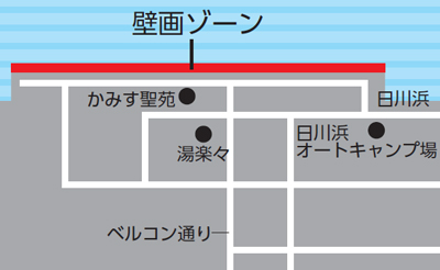 地図：1000人画廊の壁画ゾーン