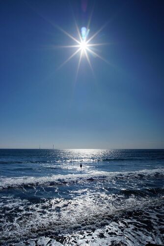 写真：太陽に照らされる海