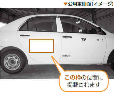 写真:公用車の側面の広告掲載枠位置