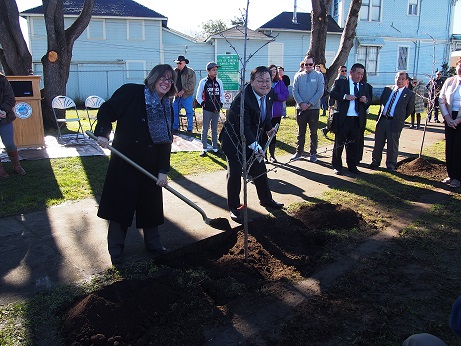 写真：両市長による植樹の様子