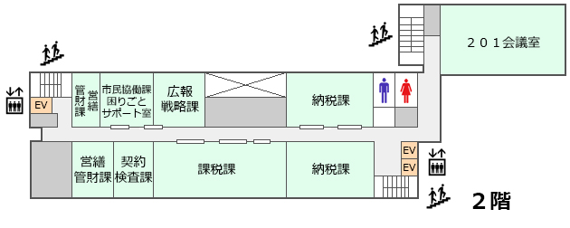 フロア図：本庁舎2階