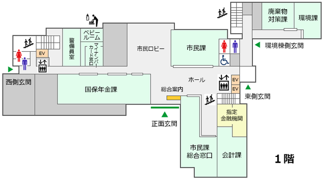 フロア図：本庁舎1階