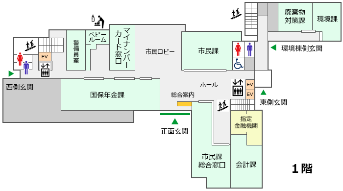 フロア図:本庁舎1階
