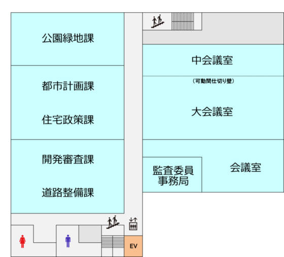 図：分庁舎2階のレイアウト