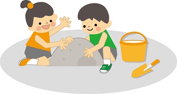 イラスト：砂遊びをする子どもたち