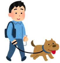 イラスト：リードにつないでゴミ袋を用意して散歩する飼い主と犬