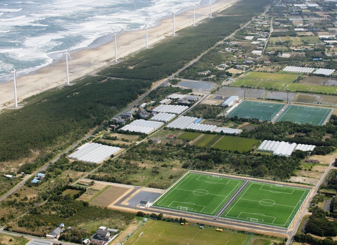 写真：サッカー場の空撮