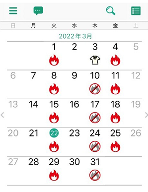 イメージ図：収集日カレンダー1か月分