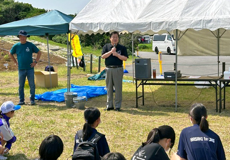 写真：波崎海岸砂丘植物公園にて2023年6月18日撮影、花植えイベントの開会式