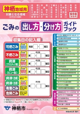 イメージ：ごみの分別ガイドブックの表紙(神栖地域用)