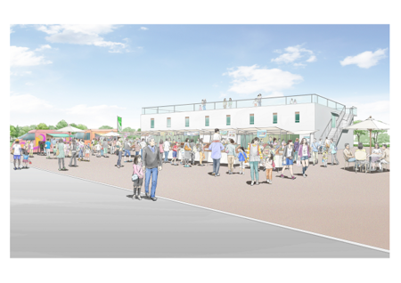 イメージ図：新しい施設や屋台・キッチンカーで賑わう波崎東部
