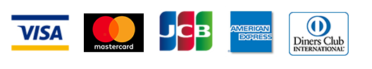 画像：使用可能なクレジットカードのロゴ(VISA,Mastercard,JCB,American Express,Diners Club)