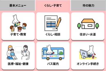 画像:くらし・子育てタブに表示されているボタン