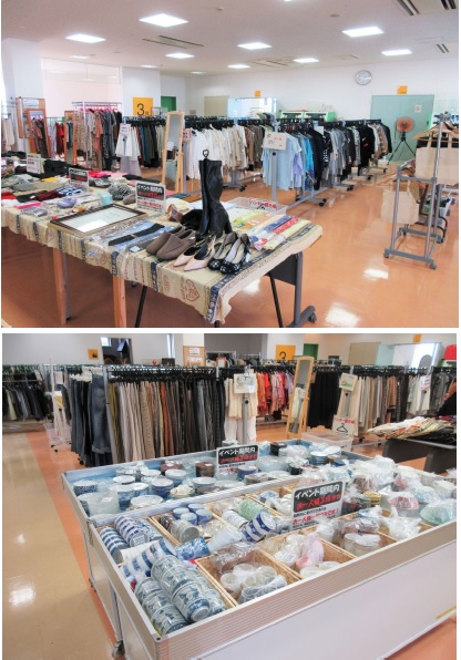 画像：イベントでの提供品を陳列している会場の様子