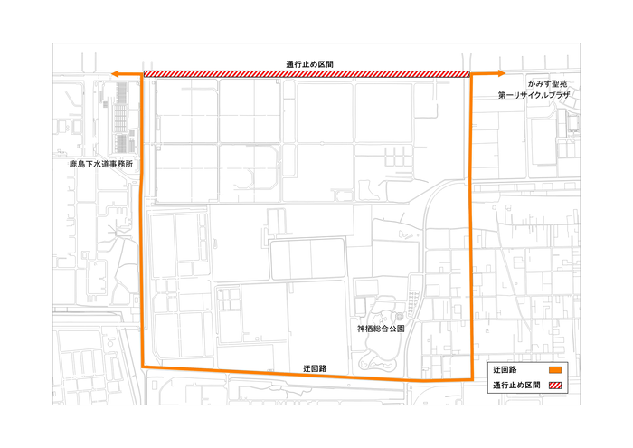 地図：1000人画廊前通行止め区間
